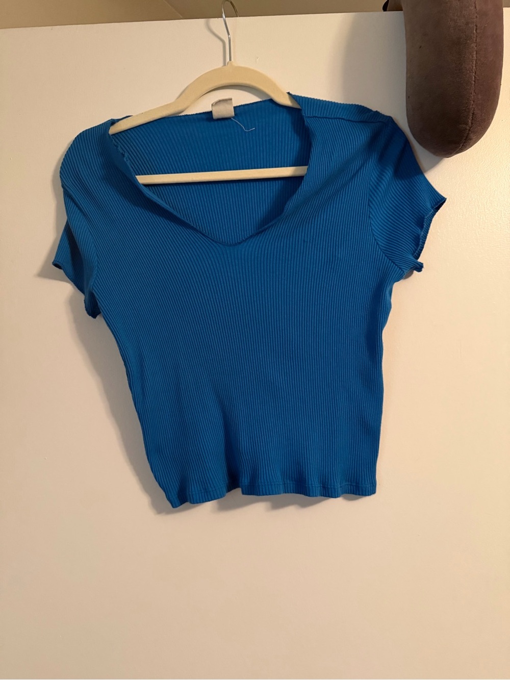 Urban Outfitters Bright Blue Ribbed V-Neck Crop Top